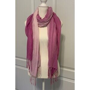 Bloomingdales Exclusive Womens Scarf Wrap Pink Ombre Lightweight 100% Viscose